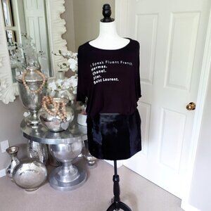 NWT Danier black fur leather mini skirt, 10